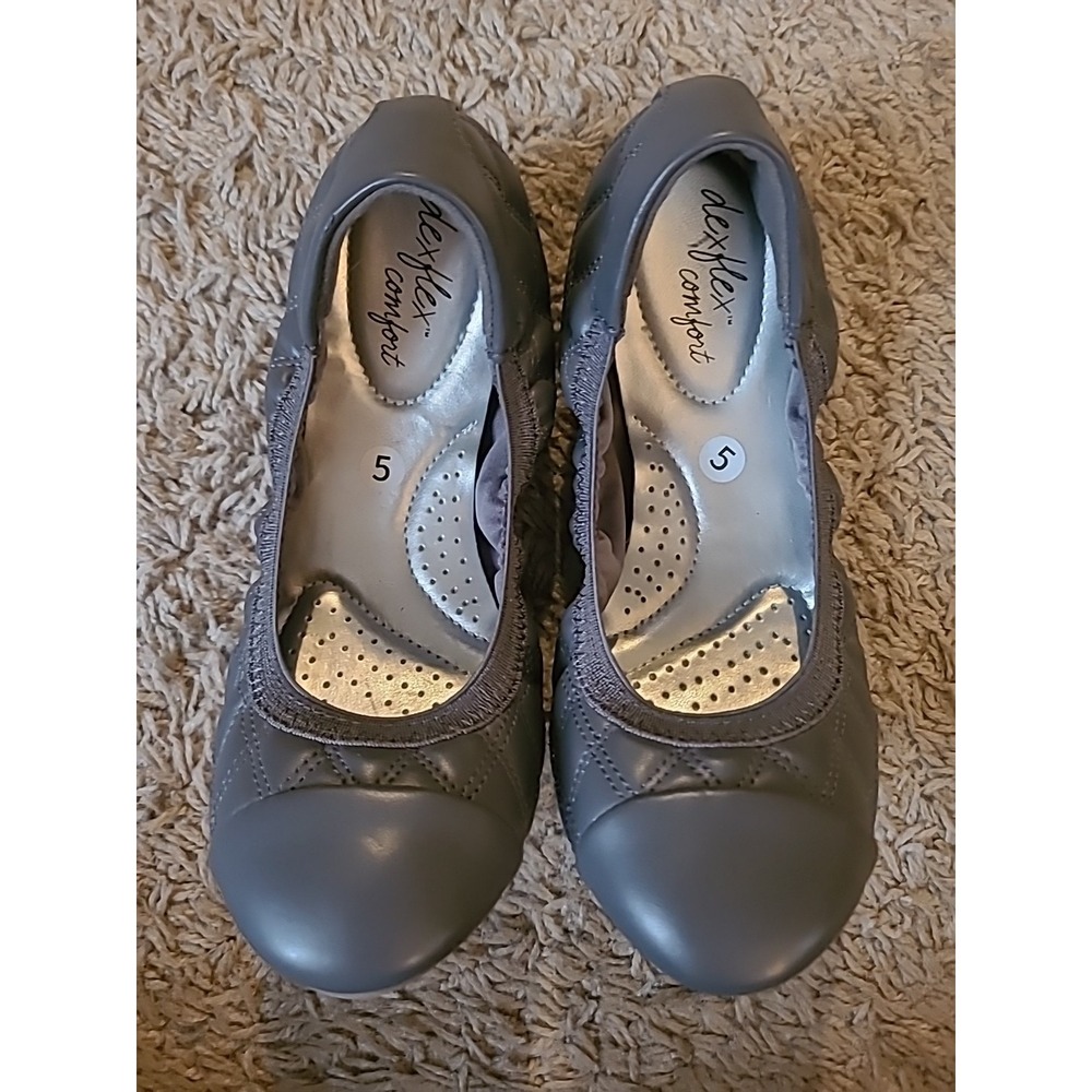 Dexflex Comfort Shoes Womens Claire Casual Slip On Ballet Flats Gray Sz 5